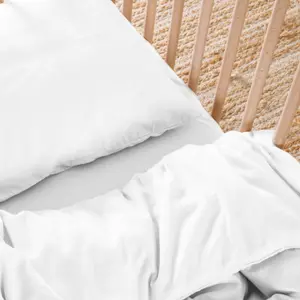 Housse de couette satin de coton bio Blanc craie (100 x 140 cm)