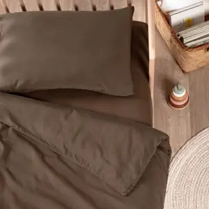 Drap housse Satin Brun (70 x 140 cm)