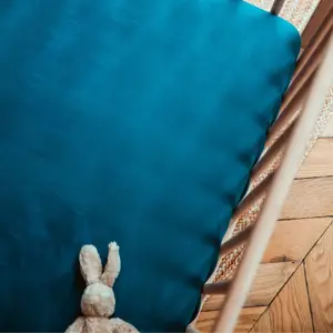 Drap housse pur coton Bleu nuit (60 x 120 cm)
