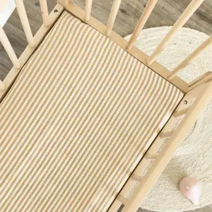 Drap housse en percale de coton Rayé Ambre (50 x 83 cm)
