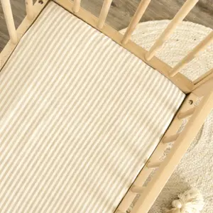 Drap housse en percale de coton Rayé Lin (50 x 83 cm)