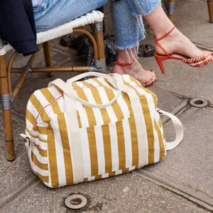 Sac à langer Raphaël rayé écru-caramel