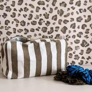 Trousse de toilette Vic rayée Olive-Greige