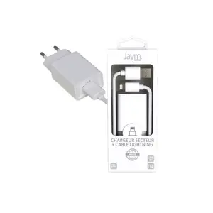 Pack Chargeur Secteur 1 USB 2.4A - 1,5 mètres + Câble USB vers Lightning S - Collection POP - Blanc