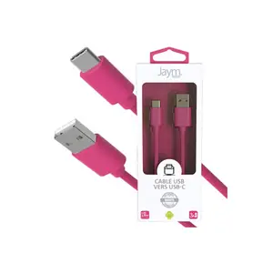 Câble iPhone / Galaxy / Google - USB vers Type-C 3A - 1,5 mètres - Collection POP - Rose