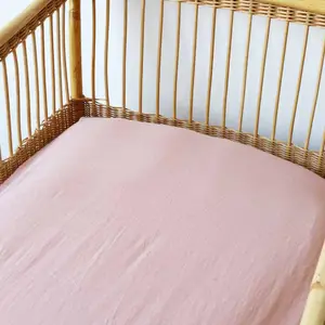 Drap housse en coton vieux rose (70 x 140 cm)