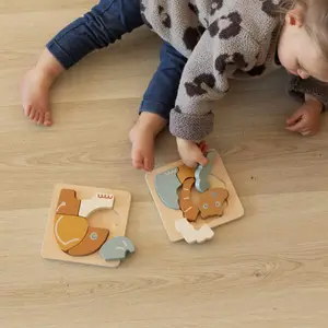 Lot de 2 puzzles bébé en bois