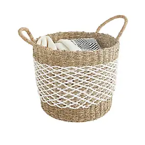 Panier rond en jonc de mer Sierra camel