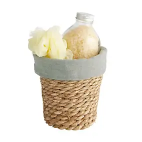 Panier de rangement en matière naturelle et polycoton sauge multicolore Ø11 x H.17 cm, Equipstore Création