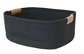 Panier rectangulaire en corde Lea noir