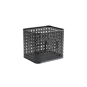 Panier carré en métal motif cannage noir taille S