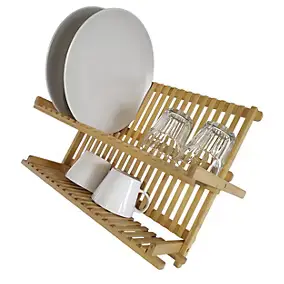 Égouttoir à vaisselle pliable en bambou clair