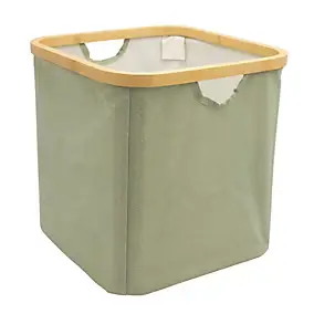 Boîte de rangement carrée en polycoton avec cadre Mixxit kaki