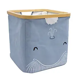 Panier de rangement cadre motif baleine Hyppolite bleu