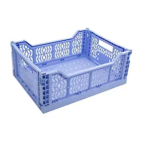 Cagette plastique recyclé pliable bleu taille M