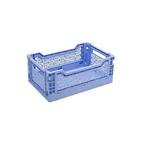 Cagette plastique recyclé pliable bleu taille S