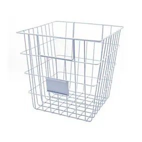 Panier de rangement filaire carré en métal bleu