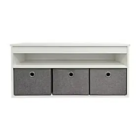 Banc range chaussures en bois blanc avec 3 casiers Box & Beyond