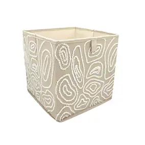 Panier de rangement carré motif beige topo Mixxit Box & Beyond