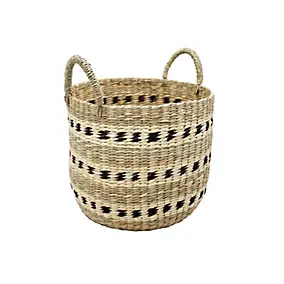 Panier de rangement rond jonc de mer tressé Box & Beyond