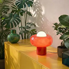 Lampe à poser en verre rouge H.25 cm G9 5 W Jumell Boli