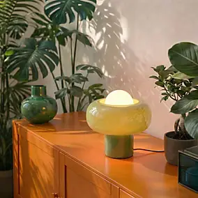 Lampe à poser en verre vert H.25 cm G9 5 W Jumell Boli