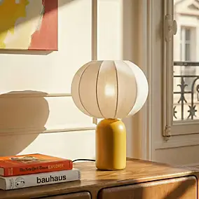Lampe à poser en céramique jaune et tissu H.33 cm E27 40 W Jumell Requi