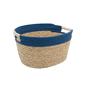 Panier de rangement en jonc de mer bleu M Box & Beyond Milo