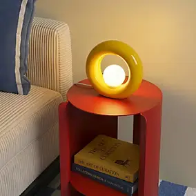 Lampe à poser en verre et céramique jaune H.20 cm G9 3 W Jumell Pupo