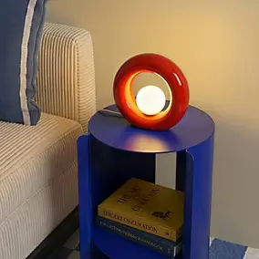 Lampe à poser en verre et céramique rouge H.20 cm G9 3 W Jumell Pupo