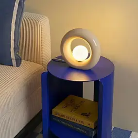Lampe à poser en verre et céramique blanc cassé H.20 cm G9 3 W Jumell Pupo