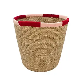 Panier de rangement Box & Beyond en jonc de mer terracotta H.31 x l.31 x P.31 cm