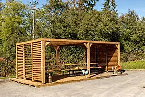 Pergola autoportante manuelle bois Habrita THO3562VVT 3,41 x 6,26 m