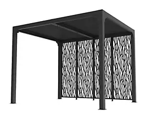 Pergola bioclimatique autoportante manuelle aluminium Habrita PER3630MBI gris 2,40 x 3 m avec 1 côté moucharabieh 4 gris