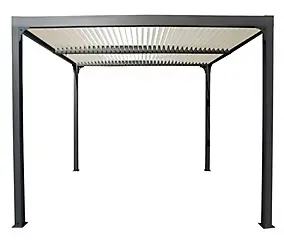 Pergola bioclimatique autoportante manuelle aluminium Habrita PER3630BIW gris et écru 3,60 x 3 m
