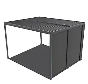 Pergola bioclimatique autoportante manuelle aluminium Habrita PER3630VBI gris 3,60 x 3 m avec 1 côté ventelles gris