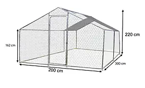 Enclos grillagé en acier pour poules 6m² + bâche de toit polyester Habrita
