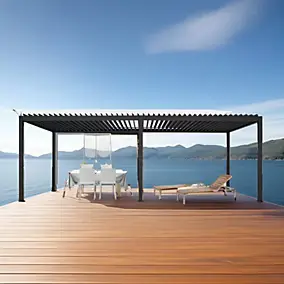 Pergola bioclimatique aluminium autoportante motorisée 5,91 x 2,50 m