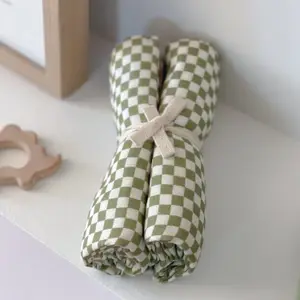 Lot de 2 langes Gaspard Damier Olive (70 x 70 cm)