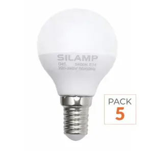 Pack de 5 - Ampoule LED E14 8W 220V G45 300° - Blanc Froid 6000K - 8000K