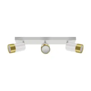 Plafonnier 3 Spots Orientables BLANC et OR pour Ampoule GU10