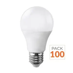 Ampoule LED E27 9W 220V A60 180° - Pack de 100 - Blanc Froid 6000K - 8000K