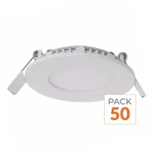 Spot LED Encastrable Rond BLANC 3W - Pack de 50 - Blanc Neutre 4000K - 5500K