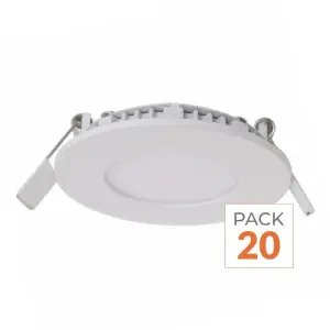 Spot LED Encastrable Rond BLANC 12W - Pack de 20 - Blanc Chaud 2300K - 3500K