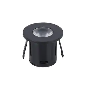 Mini Spot LED Encastrable 1W 90° Rond Noir - Blanc Chaud 2300K - 3500K