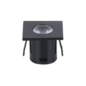 Mini Spot LED Encastrable 1W 90° carré Noir - Blanc Chaud 2300K - 3500K