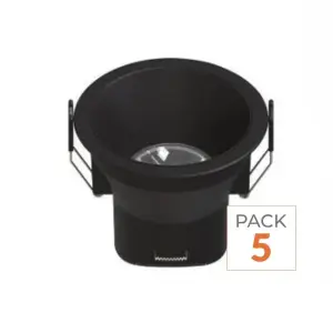 Spot LED Encastrable 8W IP44 Dimmable Noir CCT Ø90mm - 3000K/4000K/5000K/5700K - Pack de 5