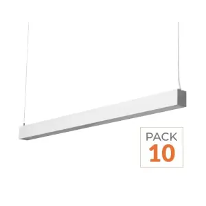 Pack de 10 - Réglette Suspendue LED Large 120cm 35W Blanc - Blanc Neutre 4000K - 5500K