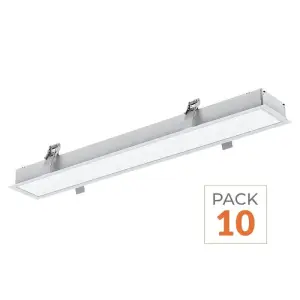 Pack de 10 - Réglette Encastrable LED 120cm 35W Blanc - Blanc Froid 6000K - 8000K
