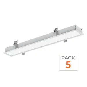 Réglette Encastrable LED 120cm 35W Blanc (Lot de 5) - Blanc Neutre 4000K - 5500K